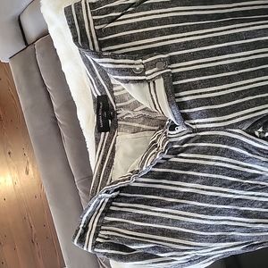 Dark grey and white striped ankle pant.  Size  4